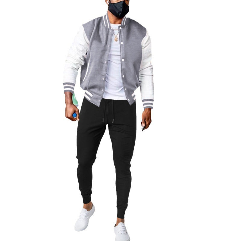 Herren trendige Collegejacke mit elastischen Bündchen und praktischen Taschen Aliams