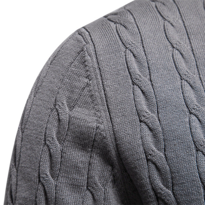 Herren Strickpullover mit Zopfmuster und Rundhalsausschnitt Aliams