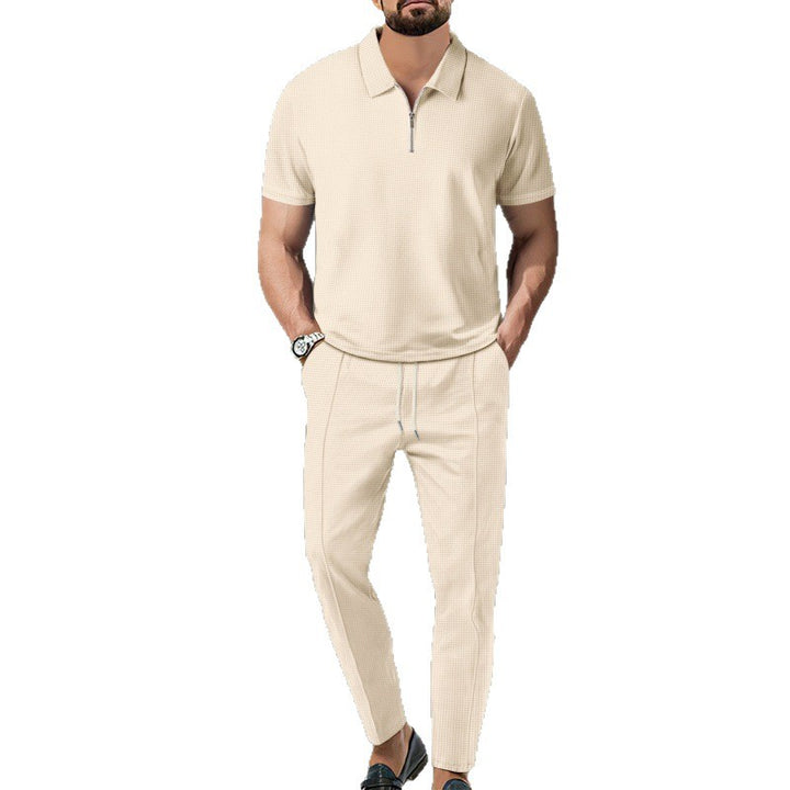 Herren sportliches Zweiteiler Set mit Polo und elastischen Pants Aliams