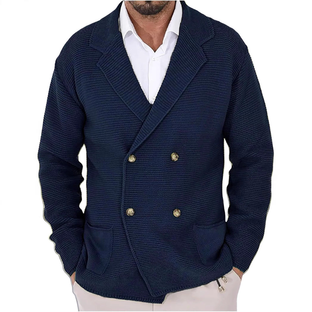 Herren Strickjacke mit modischem Schalkragen und dekorativen Knöpfen Aliams