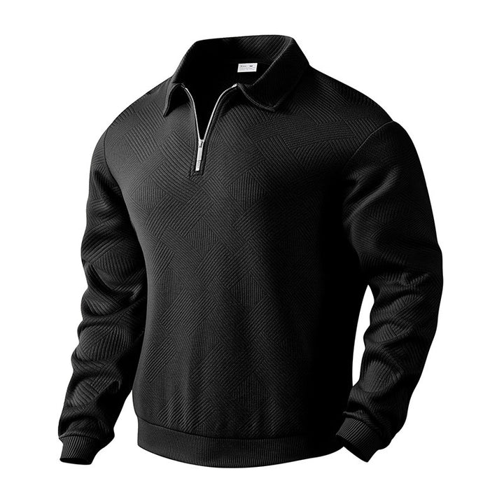 Herren sportlicher Pullover mit Stehkragen und attraktivem Strukturmuster Aliams