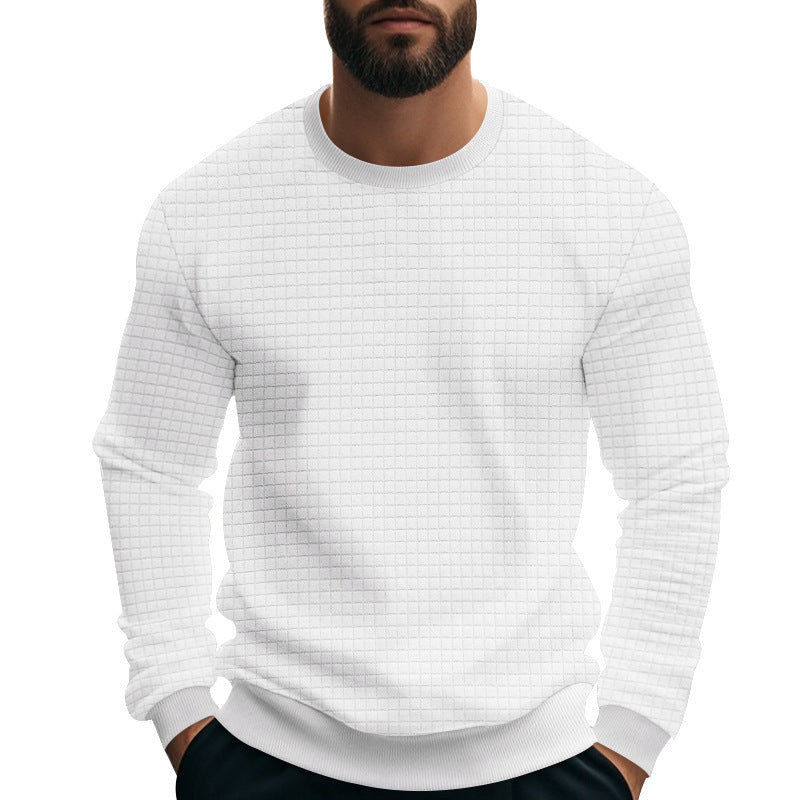 Herren stylischer Rundhals-Pullover mit modernem quadratischem Muster Aliams
