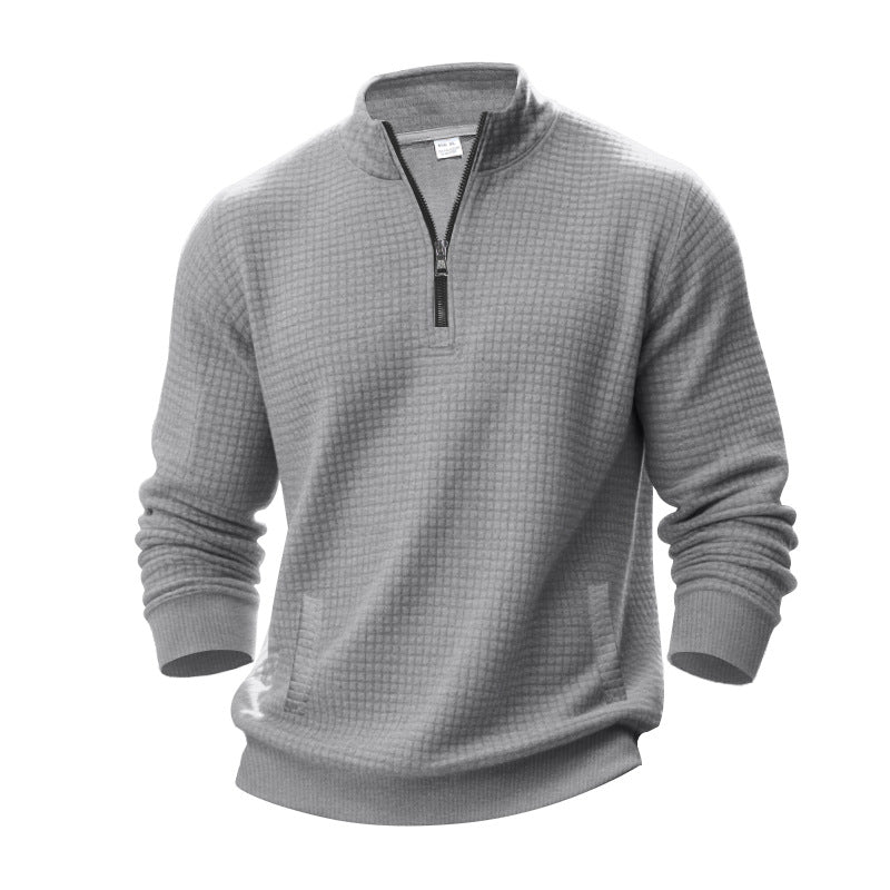Herren Strukturierter Sweatpullover mit halbem Reißverschluss Aliams