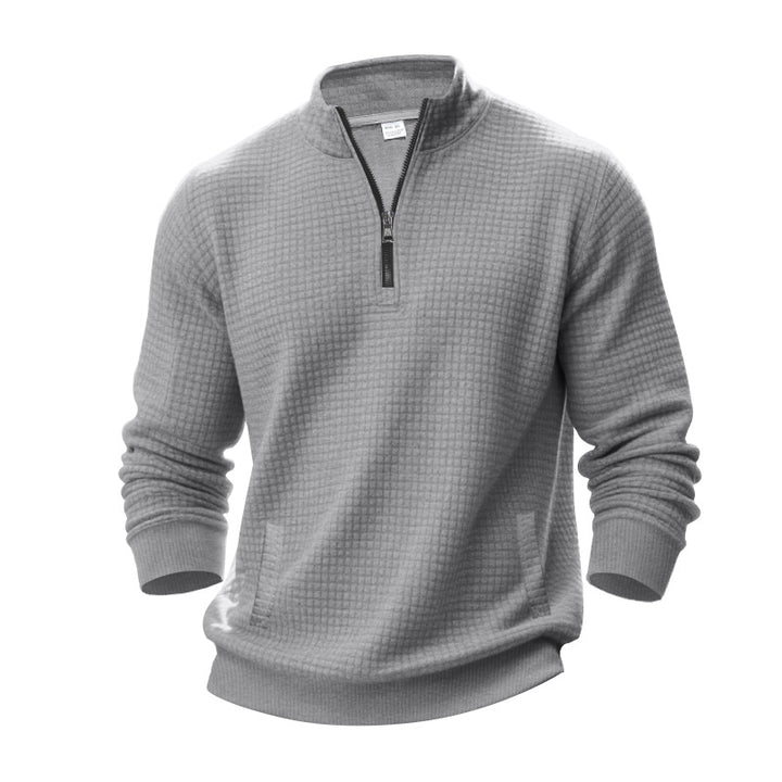 Herren Strukturierter Sweatpullover mit halbem Reißverschluss Aliams
