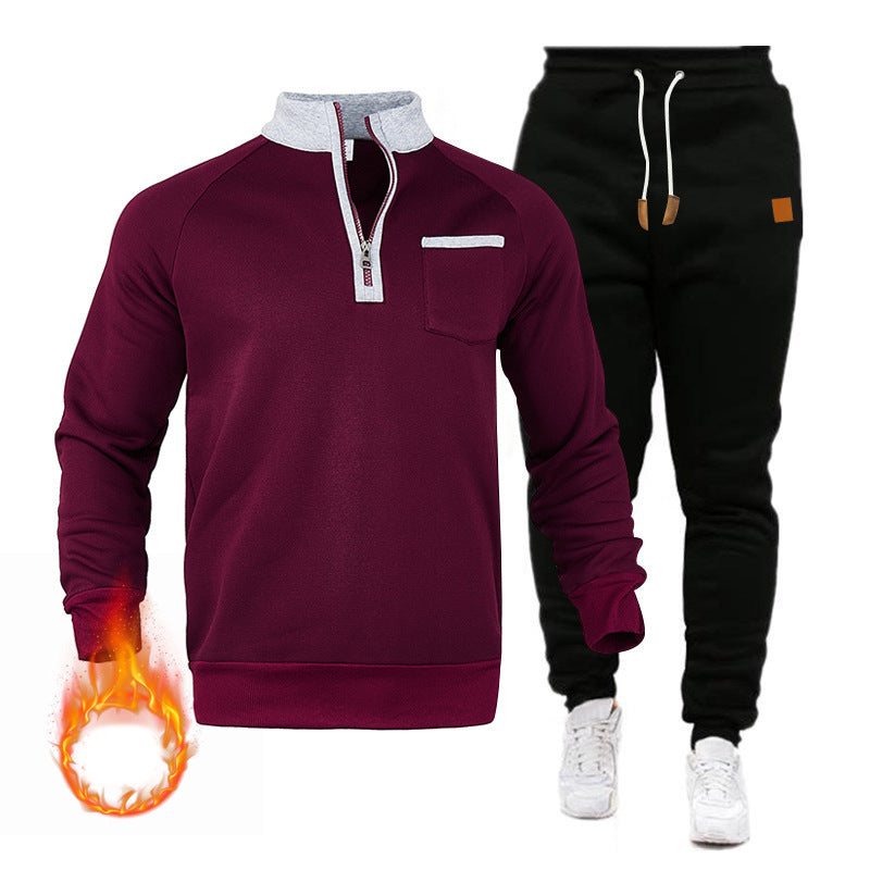 Herren Sweatshirt und Jogginghose Set mit modernem Stehkragen und praktischer Brusttasche Aliams
