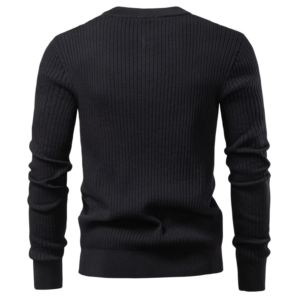 Herren Strickpullover mit feinem Rippenmuster und modischem Knopfdetail Aliams