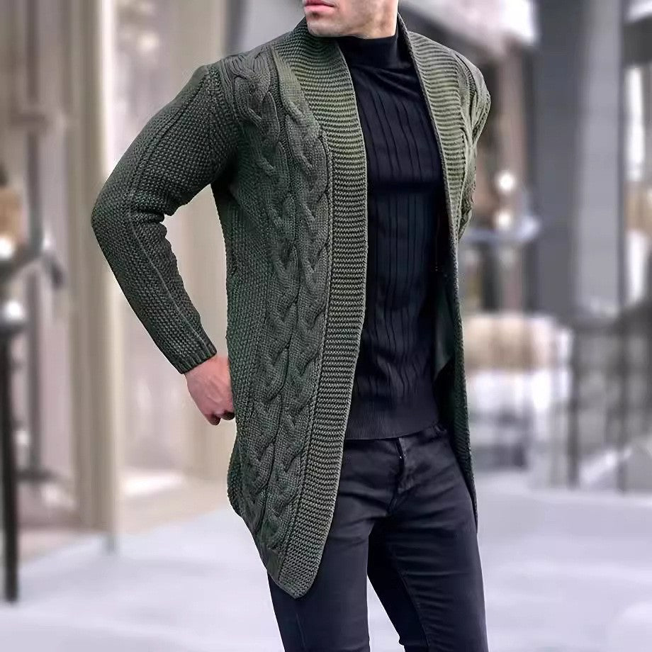 Herren Strickjacke mit Zopfmuster und langen Ärmeln Aliams