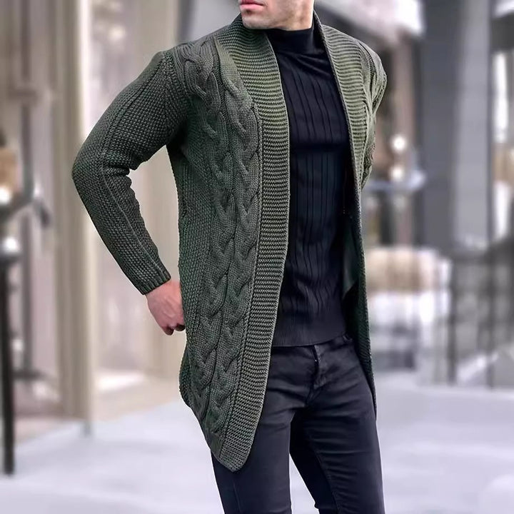 Herren Strickjacke mit Zopfmuster und langen Ärmeln Aliams