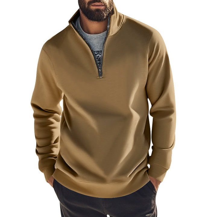 Herren sportlicher Pullover mit kurzem Reißverschluss und bequemer Passform Aliams