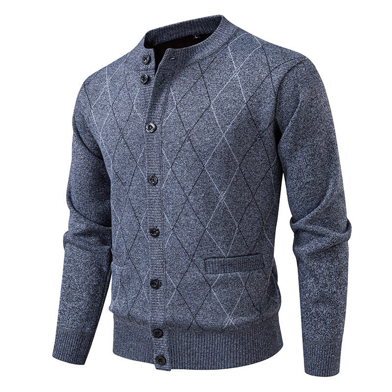 Herren Strickjacke mit modernen Rautenmustern und praktischen Taschen Aliams