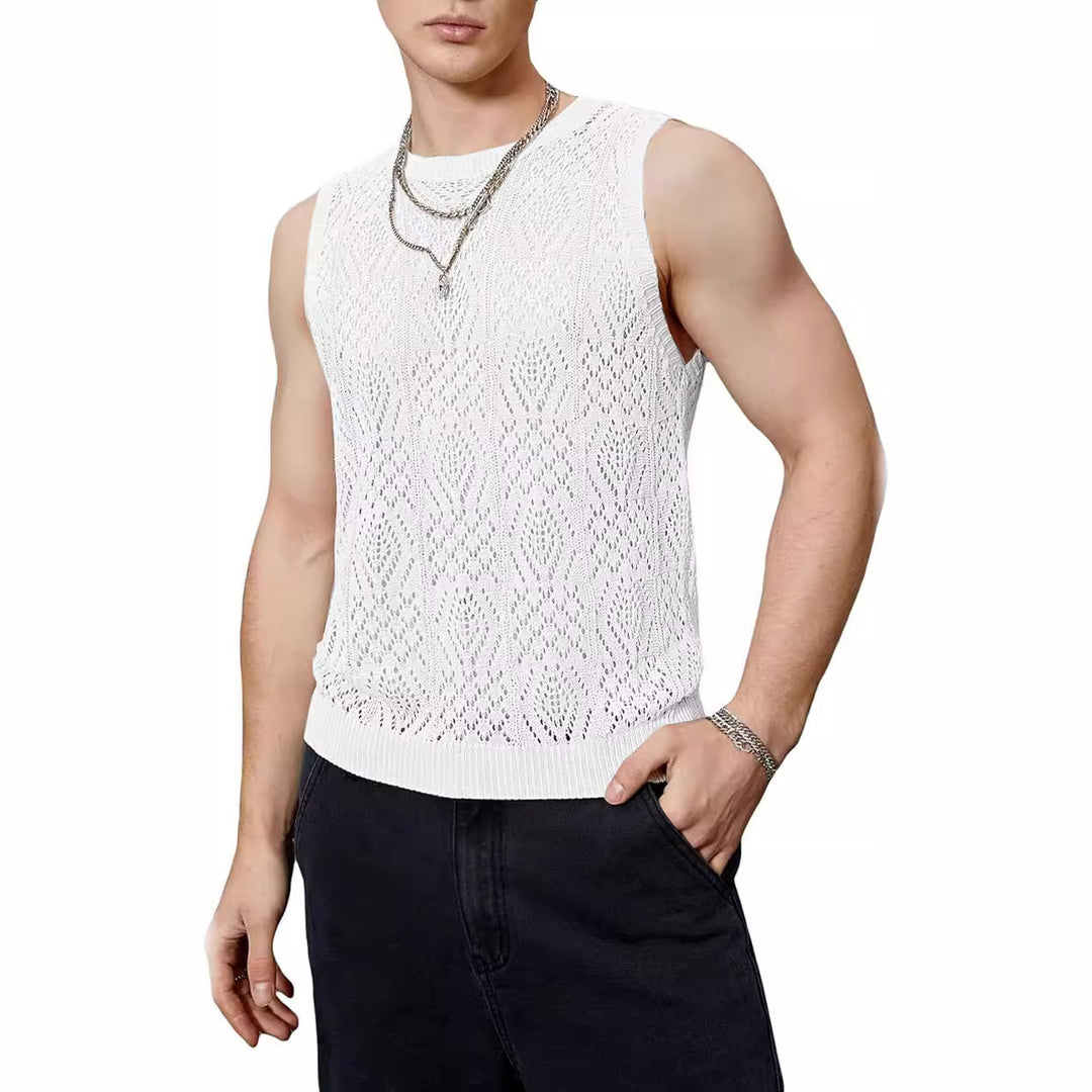 Herren Strickoberteil mit raffiniertem Lochmuster Aliams
