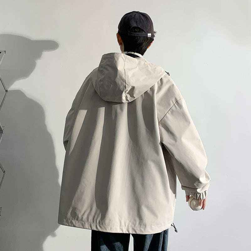 Herren wetterfeste Übergangsjacke mit verstellbarem Kapuzenkragen und praktischen Taschen Aliams