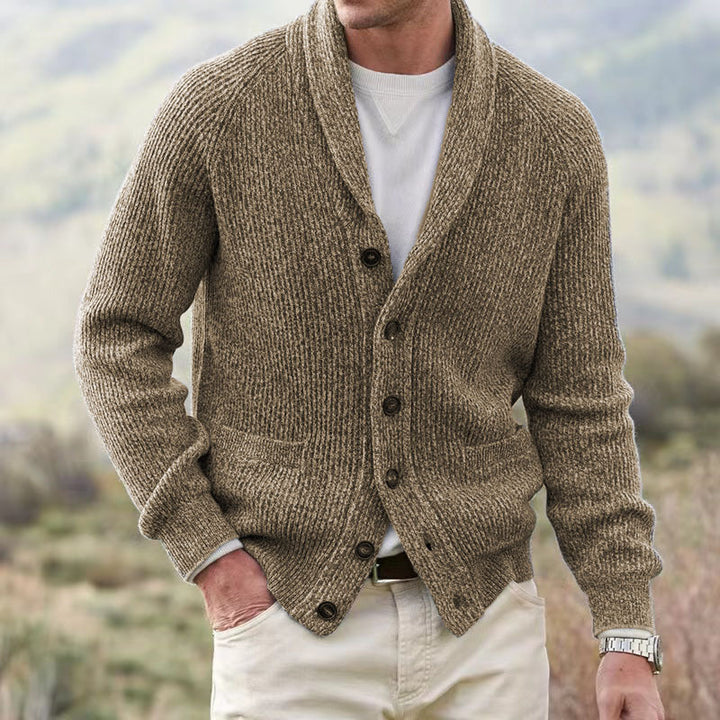 Herren Strickjacke mit trendigem Grobstrickmuster und praktischen Taschen Aliams