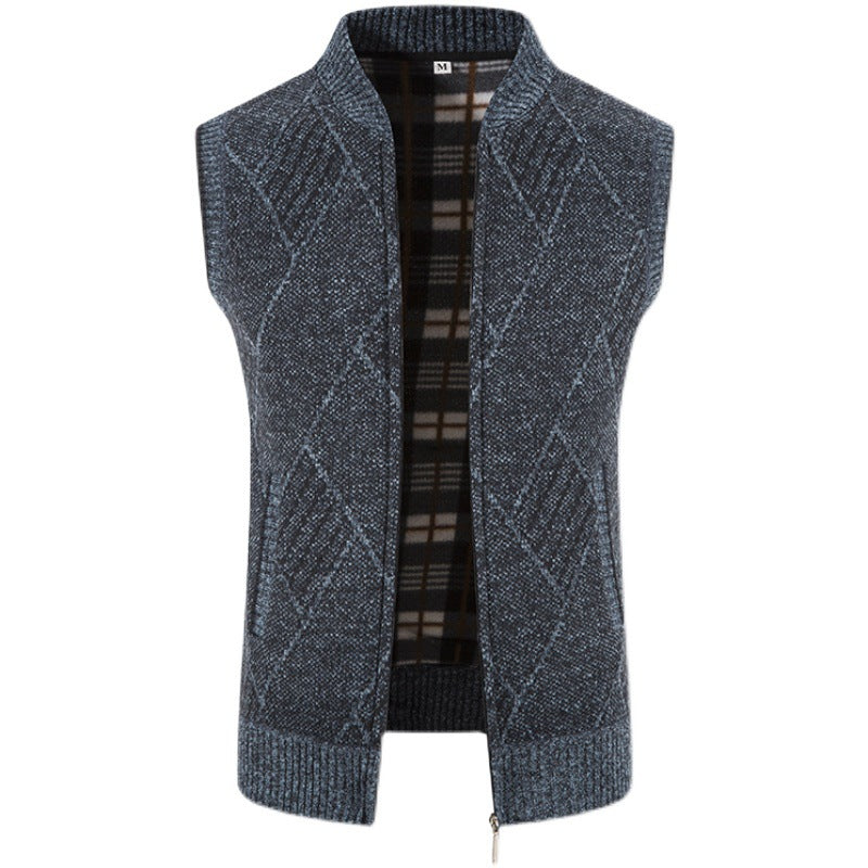 Herren Strickjacke ohne Ärmel mit modernem Zopfmuster Aliams