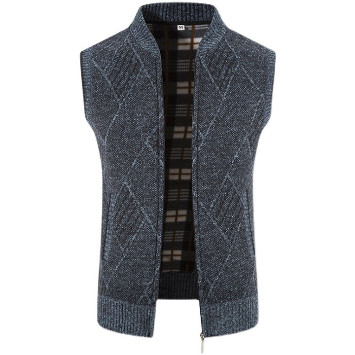 Herren Strickjacke ohne Ärmel mit modernem Zopfmuster Aliams