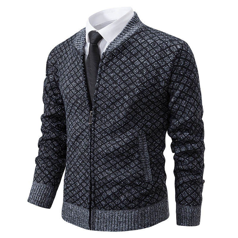 Herren Strickjacke mit modernem Zippverschluss und strukturiertem Design Aliams
