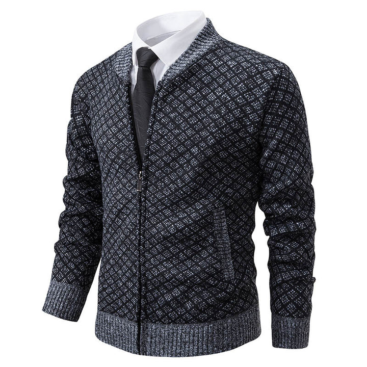 Herren Strickjacke mit modernem Zippverschluss und strukturiertem Design Aliams