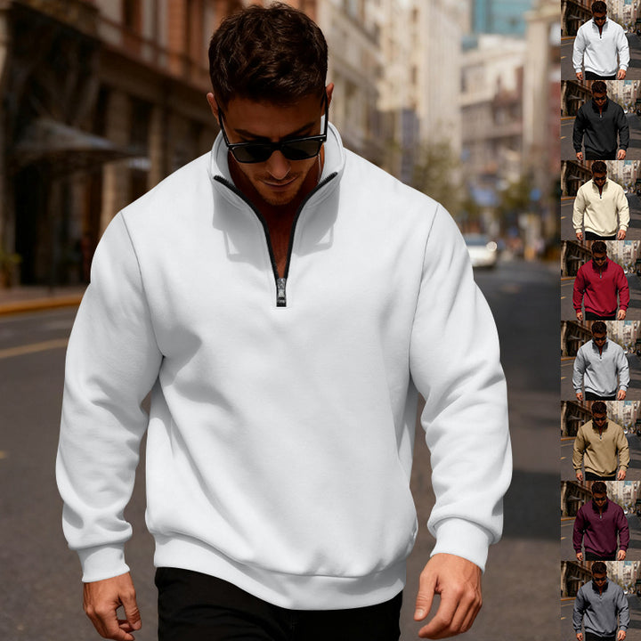 Herren sportlicher Pullover mit Stehkragen und halbem Reißverschluss Aliams