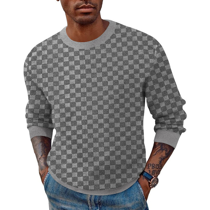Herren strukturierter Strickpullover mit Rundhalsausschnitt und elastischem Bund Aliams