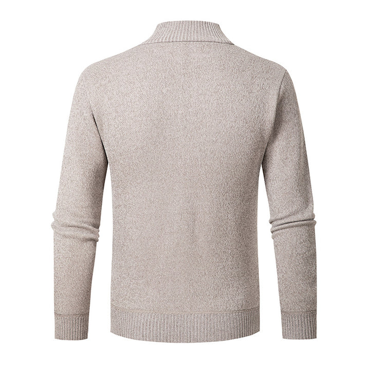 Herren stylischer Strickpullover mit Stehkragen und Reißverschluss Aliams