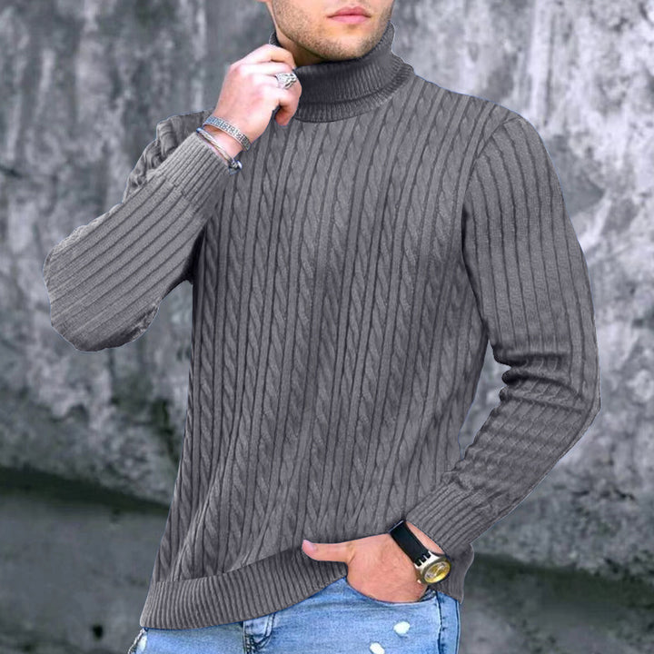 Herren Zopfmuster Rollkragenpullover Aliams