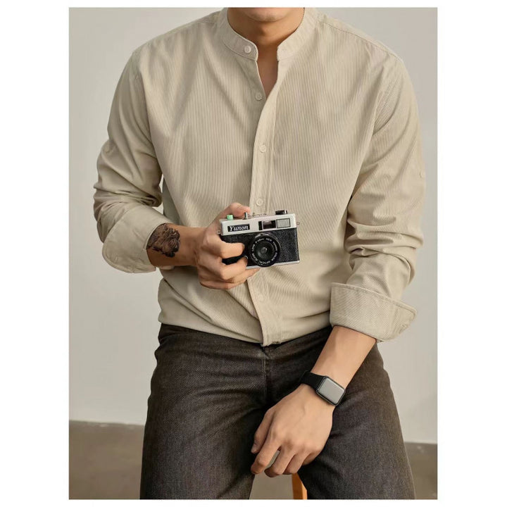 Herren Stehkragenhemd aus feinem gestreiften Stoff Aliams