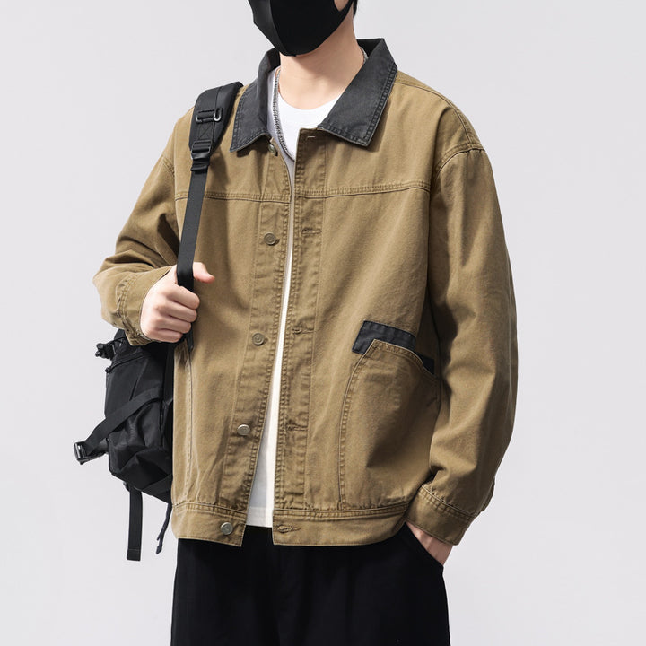 Herren Übergangsjacke aus robustem Denim mit Kontrastkragen und praktischen Taschen Aliams
