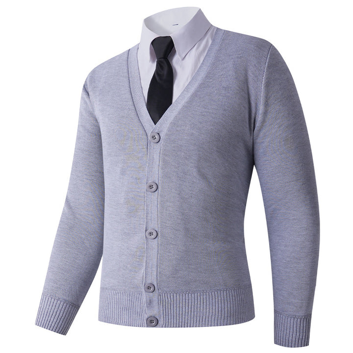 Herren Strickjacke mit V-Ausschnitt und Knopfverschluss Aliams