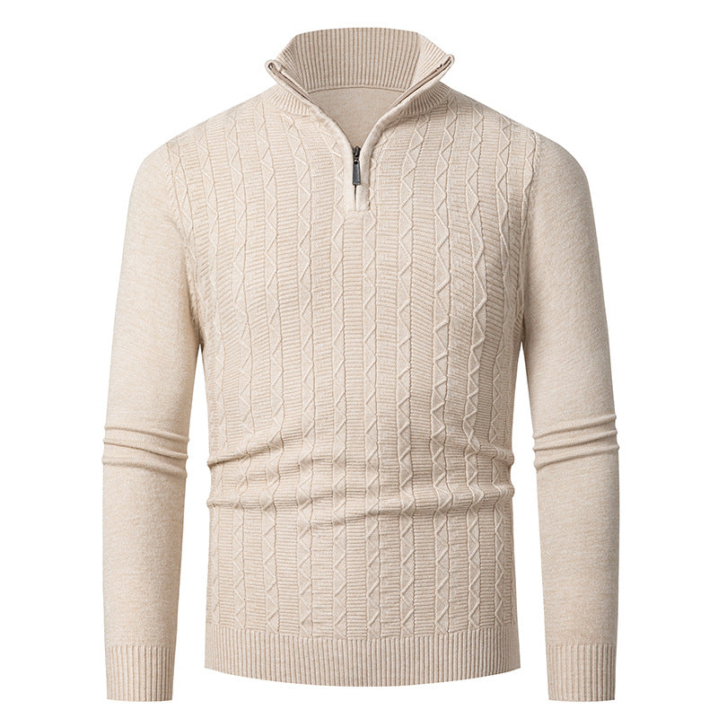 Herren Strickpullover mit modernem Kragen und Reißverschluss Aliams