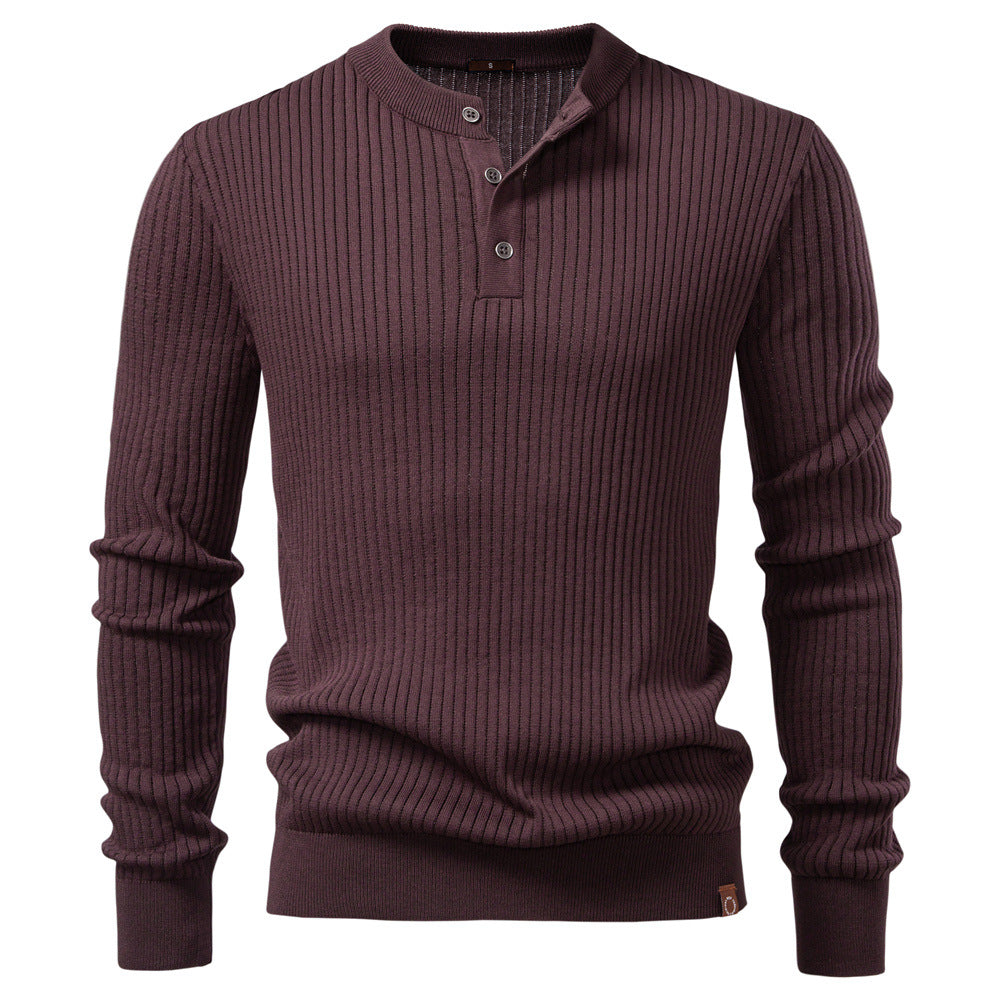 Herren Strickpullover mit feinem Rippenmuster und modischem Knopfdetail Aliams