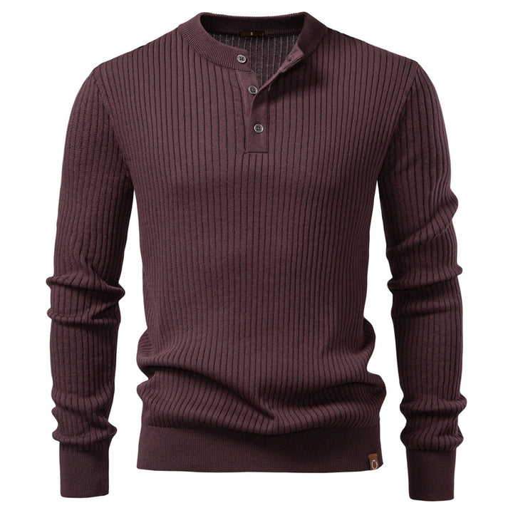 Herren Strickpullover mit feinem Rippenmuster und modischem Knopfdetail Aliams