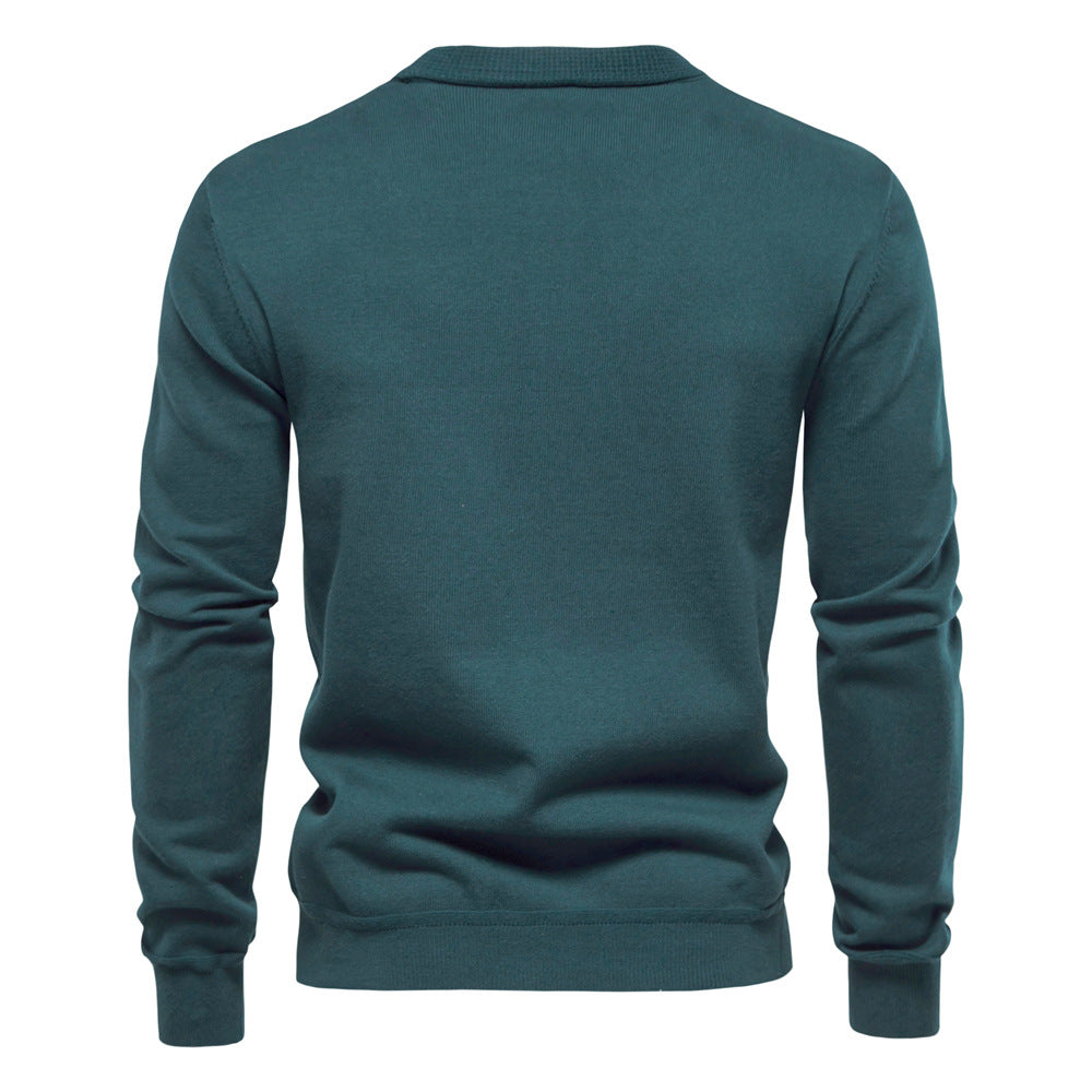 Herren Strickjacke mit V-Ausschnitt und modischen Holzknöpfen Aliams