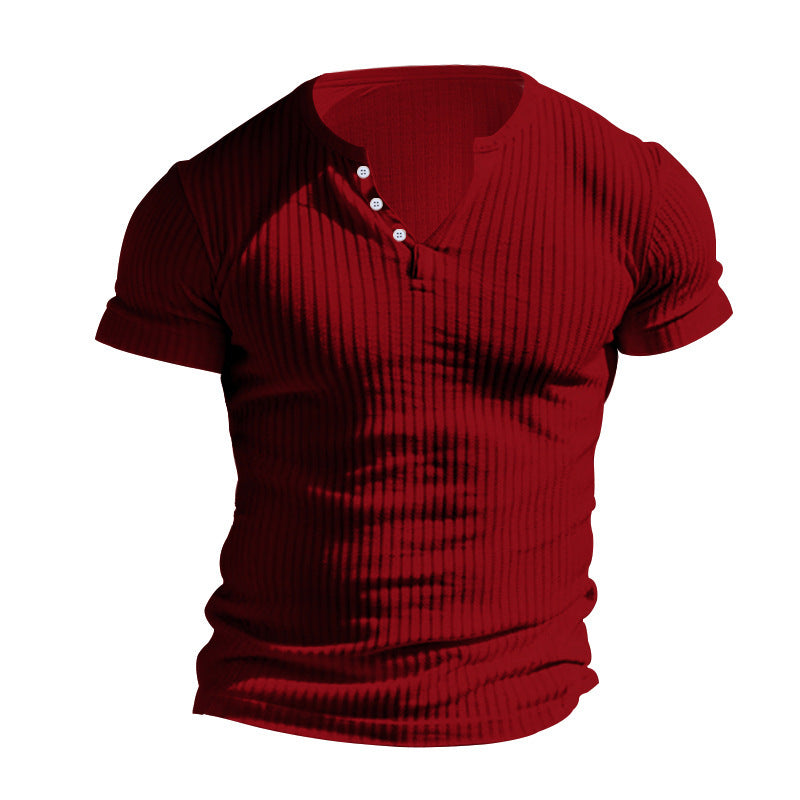 Herren strukturiertes Kurzarm-Henley-T-Shirt Aliams