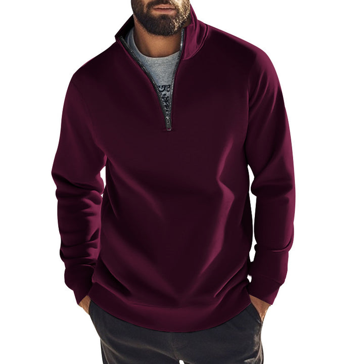 Herren sportlicher Pullover mit kurzem Reißverschluss und bequemer Passform Aliams