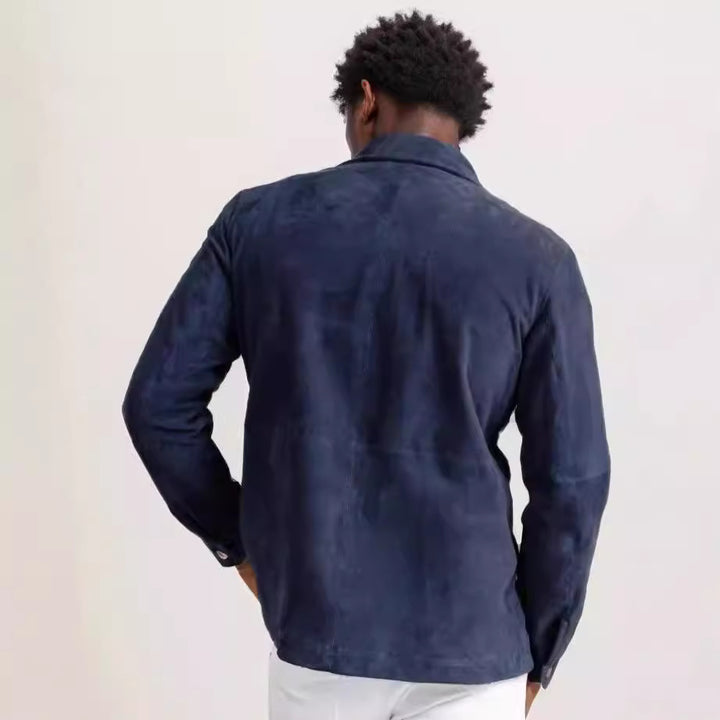 Herren Wildlederjacke mit modernem Stehkragen und praktischen Taschen Aliams