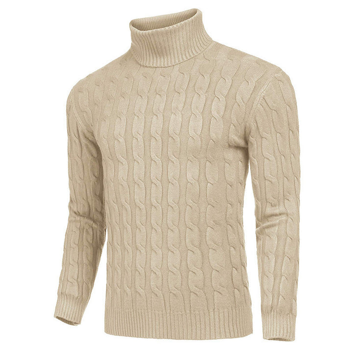 Herren Strickpullover mit hohem Kragen und Zopfmuster Aliams