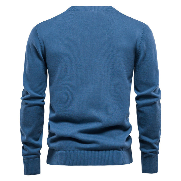 Herren Strickpullover mit modernem Henley-Ausschnitt und feiner Struktur Aliams