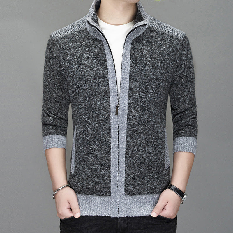 Herren Strickjacke mit modischem Zipper und hochgeschlossenem Kragen Aliams
