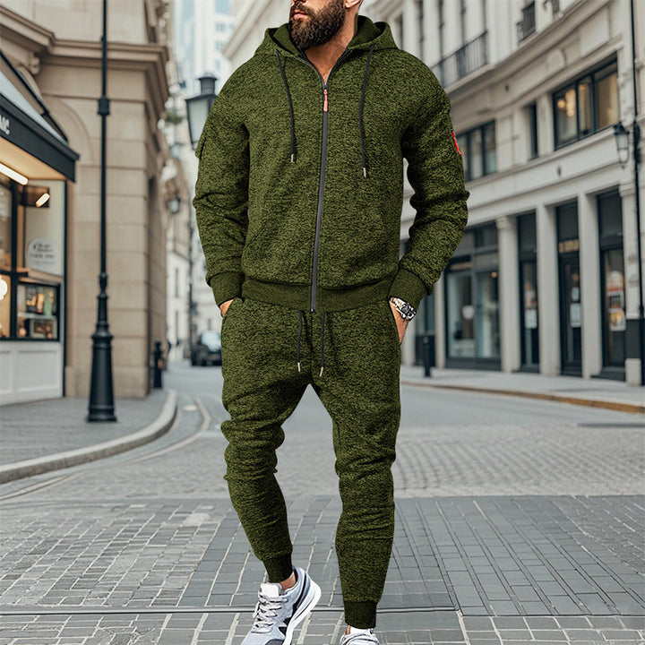 Herren stylischer Freizeitanzug mit Kapuze und praktischen Taschen Aliams