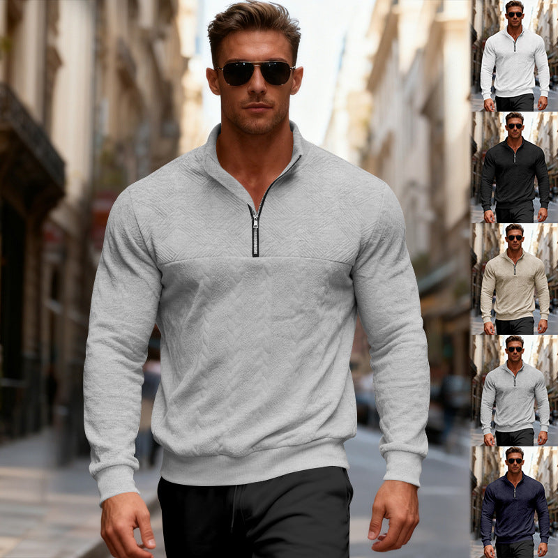 Herren sportlicher Pullover mit hohem Kragen und modischem Reißverschluss Aliams