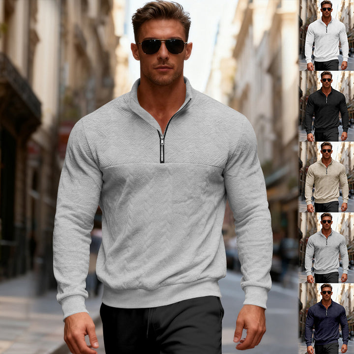 Herren sportlicher Pullover mit hohem Kragen und modischem Reißverschluss Aliams
