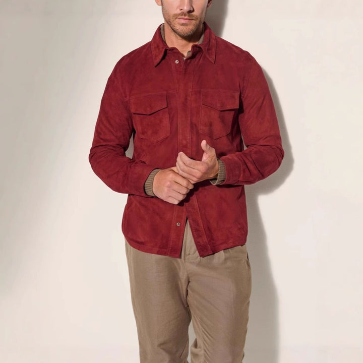 Herren Wildlederjacke mit stilvollen Pattentaschen Aliams