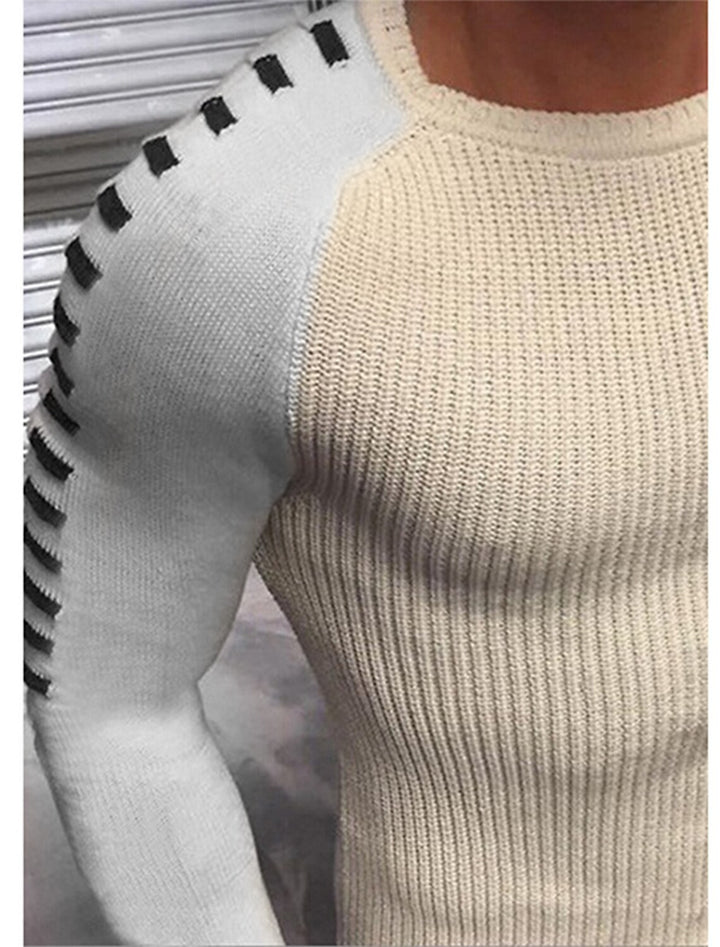 Herren stylischer Feinstrickpullover mit modischen Kontraststreifen Aliams