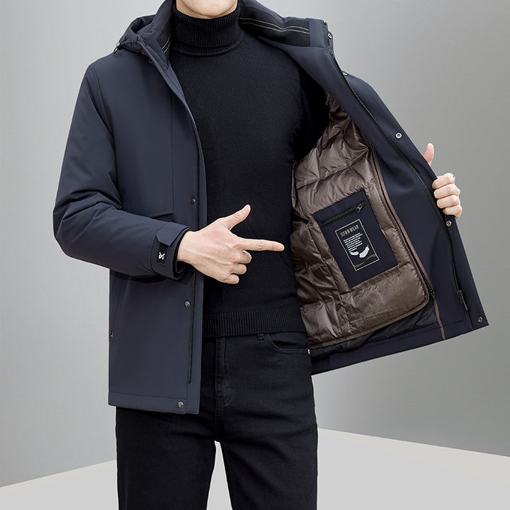 Herren isolierte Winterjacke mit verstellbarem Kapuzenkragen und praktischen Taschen Aliams