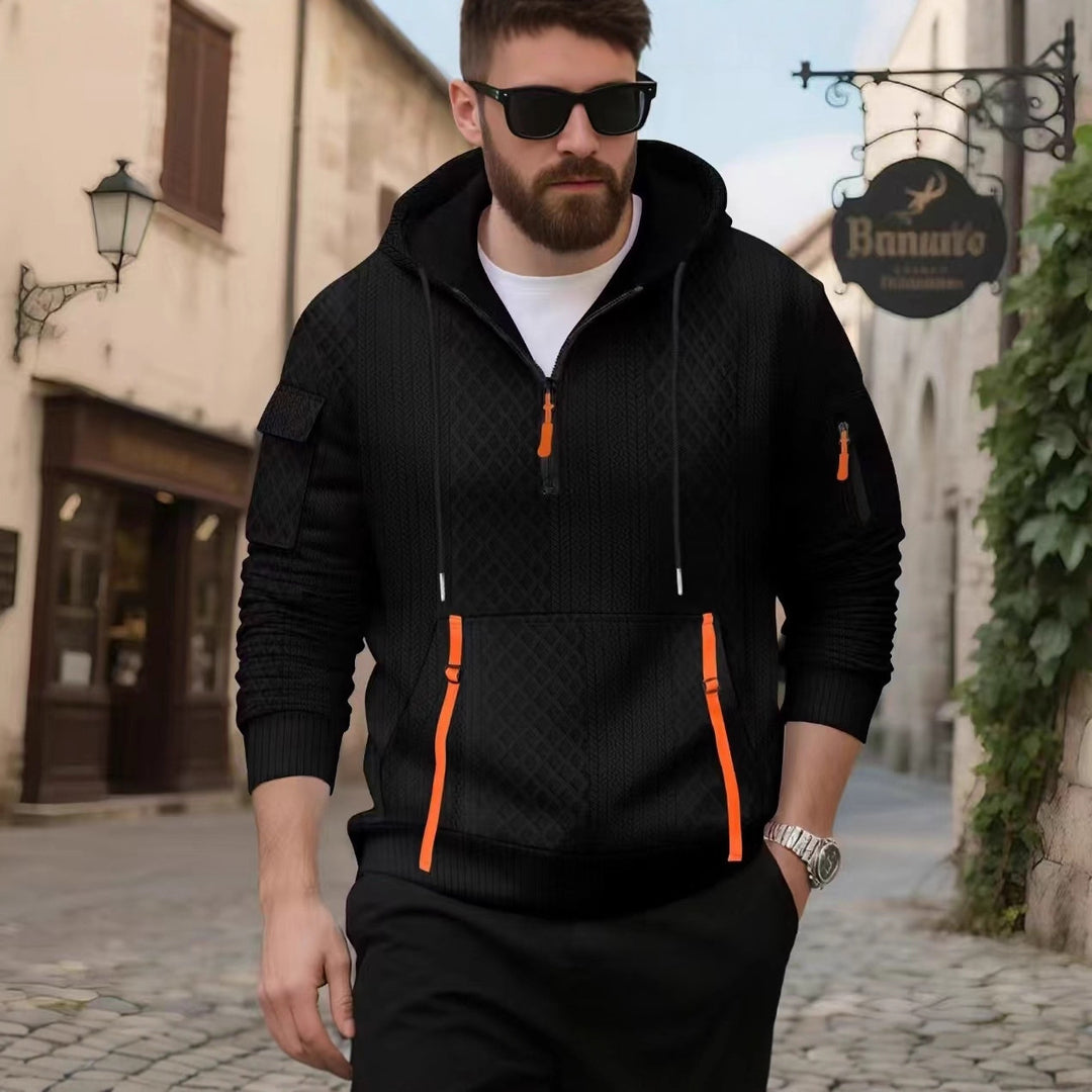 Herren stylischer Kapuzenpullover mit modernen Reißverschlusstaschen Aliams