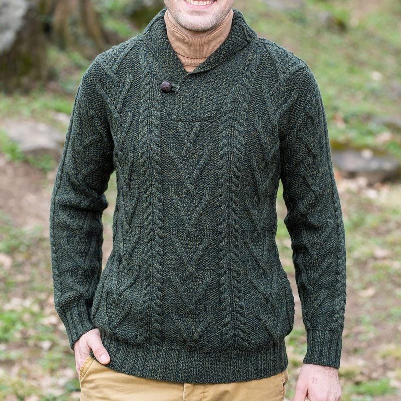 Herren Strickpullover mit klassischem Kragen und strukturiertem Muster Aliams