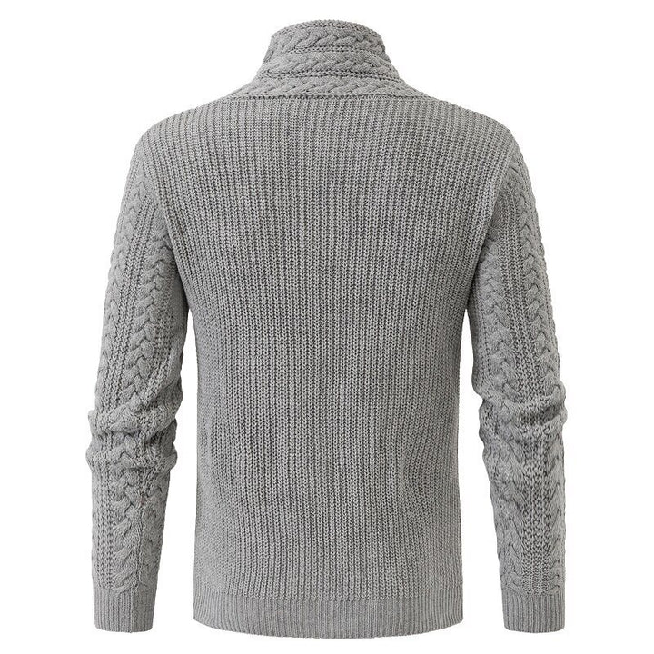 Herren Strickpullover mit elegantem Schalkragen und Zopfmuster Aliams