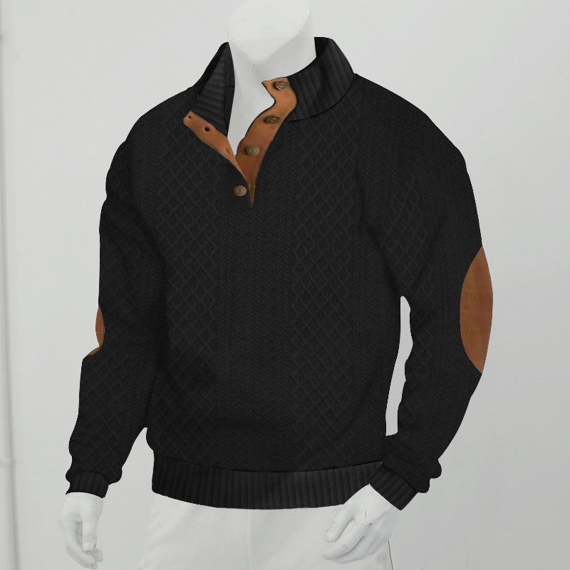 Herren Sweatshirt mit strukturiertem Strickmuster und Lederdetails Aliams