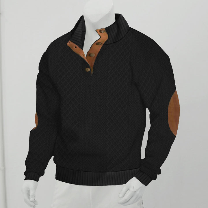 Herren Sweatshirt mit strukturiertem Strickmuster und Lederdetails Aliams