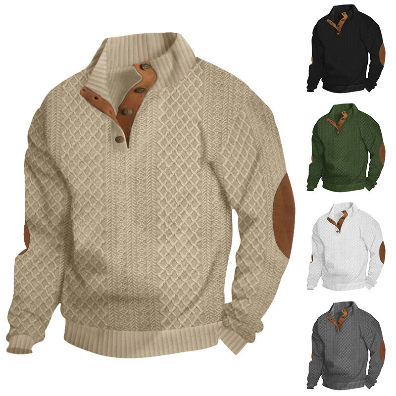 Herren Sweatshirt mit strukturiertem Strickmuster und Lederdetails Aliams